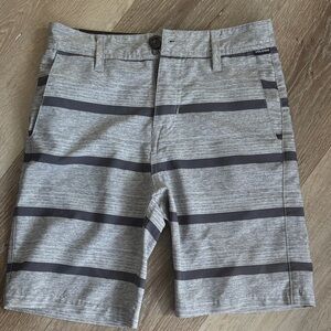 Volcom Men's Gray and Black Striped Shorts